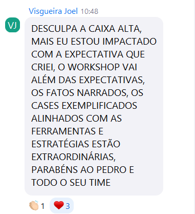 Depoimento 6 de participante do workshop